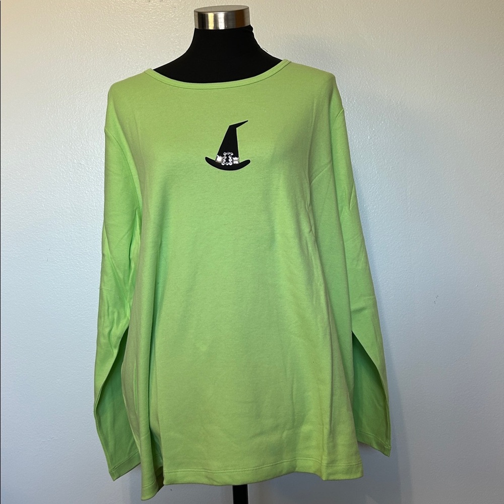 Quacker Factory Lime Green Long Sleeve Top